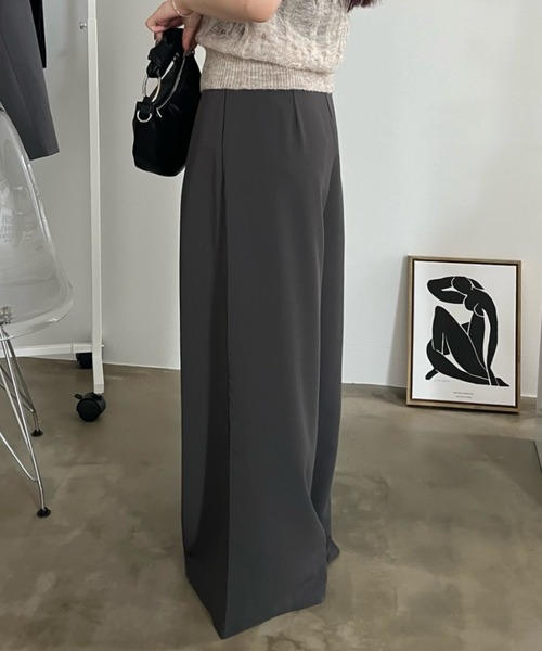 bita.（ビタ）の「ワイドタックスラックスパンツ（スラックス・レディース・グレー/ホワイト・SMALL/MEDIUM/LARGE）」の7枚目の写真