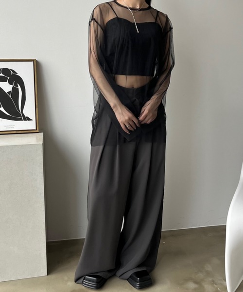 bita.（ビタ）の「ワイドタックスラックスパンツ（スラックス・レディース・グレー/ホワイト・SMALL/MEDIUM/LARGE）」の11枚目の写真