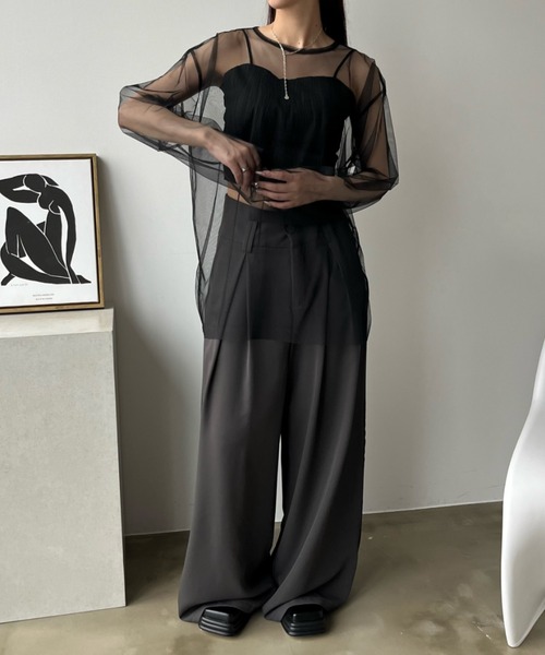 bita.（ビタ）の「ワイドタックスラックスパンツ（スラックス・レディース・グレー/ホワイト・SMALL/MEDIUM/LARGE）」の12枚目の写真