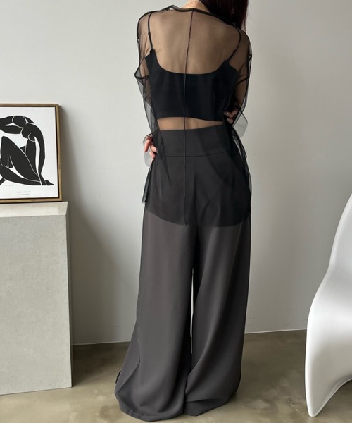 bita.（ビタ）の「ワイドタックスラックスパンツ（スラックス・レディース・グレー/ホワイト・SMALL/MEDIUM/LARGE）」の14枚目の写真