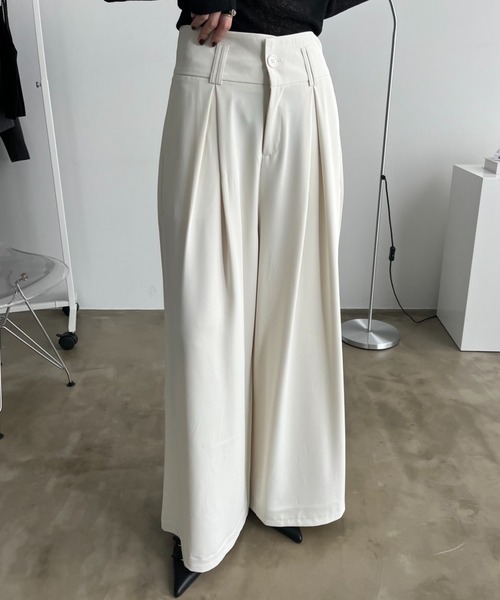 bita.（ビタ）の「ワイドタックスラックスパンツ（スラックス・レディース・グレー/ホワイト・SMALL/MEDIUM/LARGE）」の17枚目の写真