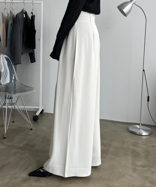 bita.（ビタ）の「ワイドタックスラックスパンツ（スラックス・レディース・グレー/ホワイト・SMALL/MEDIUM/LARGE）」の18枚目の写真