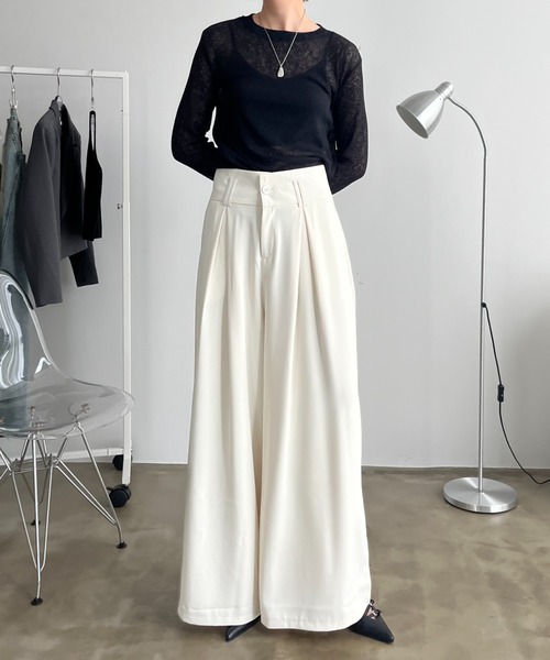 bita.（ビタ）の「ワイドタックスラックスパンツ（スラックス・レディース・グレー/ホワイト・SMALL/MEDIUM/LARGE）」の20枚目の写真