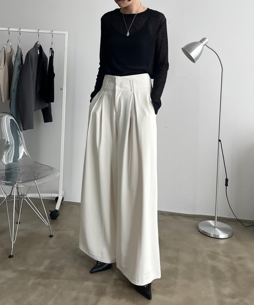 bita.（ビタ）の「ワイドタックスラックスパンツ（スラックス・レディース・グレー/ホワイト・SMALL/MEDIUM/LARGE）」の21枚目の写真