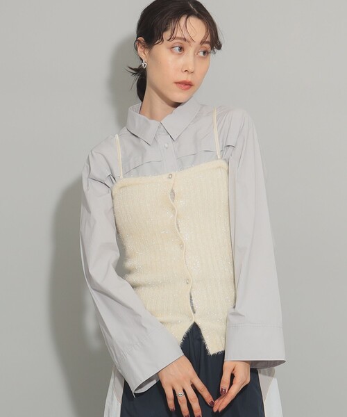 Ray BEAMS（レイビームス）の「ラメ リブ ビスチェ（キャミソール・レディース・シルバー/オフホワイト・ONE SIZE）」の7枚目の写真