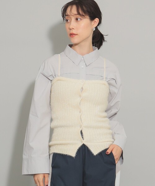 Ray BEAMS（レイビームス）の「ラメ リブ ビスチェ（キャミソール・レディース・シルバー/オフホワイト・ONE SIZE）」の5枚目の写真