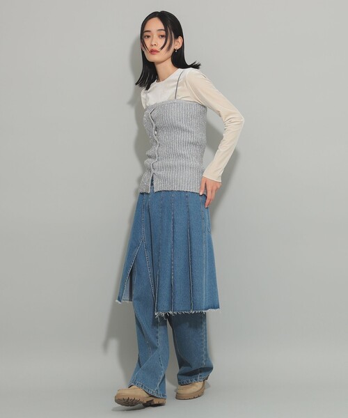 Ray BEAMS（レイビームス）の「ラメ リブ ビスチェ（キャミソール・レディース・シルバー/オフホワイト・ONE SIZE）」の17枚目の写真