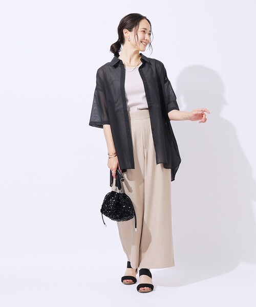 SHOO・LA・RUE（シューラルー）の「◆【洗える】ふわり軽い ゆるシルエット前開きシャツ（シャツ/ブラウス・レディース・スミクロ/ブルー系その他4/グリーン系・02/04/03）」の11枚目の写真