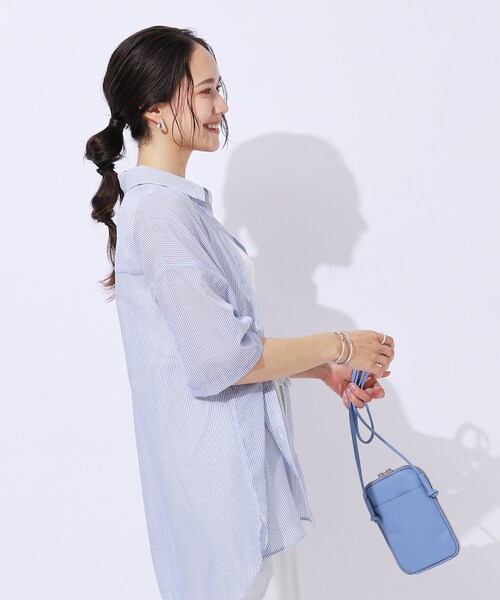 SHOO・LA・RUE（シューラルー）の「◆【洗える】ふわり軽い ゆるシルエット前開きシャツ（シャツ/ブラウス・レディース・スミクロ/ブルー系その他4/グリーン系・02/04/03）」の18枚目の写真