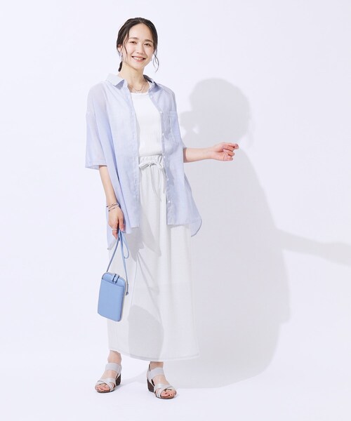 SHOO・LA・RUE（シューラルー）の「◆【洗える】ふわり軽い ゆるシルエット前開きシャツ（シャツ/ブラウス・レディース・スミクロ/ブルー系その他4/グリーン系・02/04/03）」の19枚目の写真