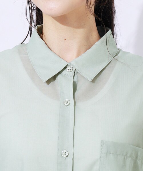 SHOO・LA・RUE（シューラルー）の「◆【洗える】ふわり軽い ゆるシルエット前開きシャツ（シャツ/ブラウス・レディース・スミクロ/ブルー系その他4/グリーン系・02/04/03）」の5枚目の写真