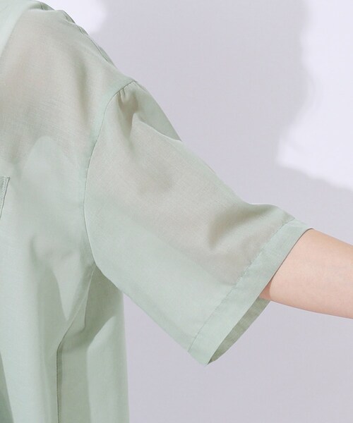 SHOO・LA・RUE（シューラルー）の「◆【洗える】ふわり軽い ゆるシルエット前開きシャツ（シャツ/ブラウス・レディース・スミクロ/ブルー系その他4/グリーン系・02/04/03）」の7枚目の写真