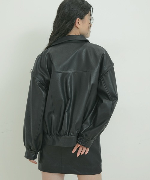 ヴィンテージライク合皮ブルゾン