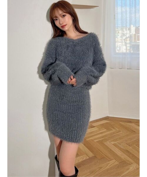 RESEXXY（リゼクシー）の「ラメシャギーミニワンピース（ワンピース・レディース・ライトグレー/チャコールグレー/ラベンダー・FREE）」の15枚目の写真