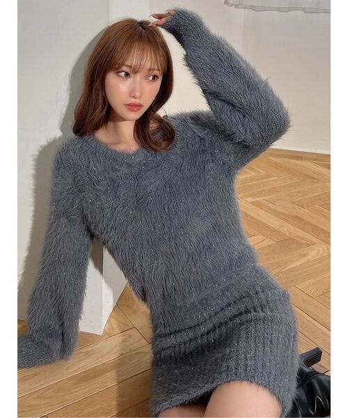 RESEXXY（リゼクシー）の「ラメシャギーミニワンピース（ワンピース・レディース・ライトグレー/チャコールグレー/ラベンダー・FREE）」の18枚目の写真