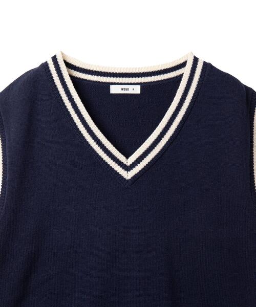 WEGO(ウィゴー)の「WEGO/メンズラインスクールニットベスト(ベスト・メンズ・ベージュ/ネイビー/オフホワイト・MEDIUM/LARGE)」の13枚目の写真
