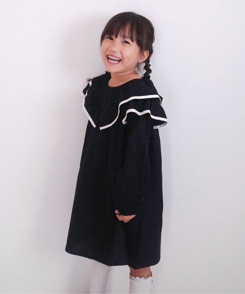 apres les cours（アプレレクール）の「【WEB限定】パイピングフリルヒロインワンピース（ワンピース・キッズ・ピンク/ブラック/ドット・80/90/100/110/120/130/140）」の4枚目の写真