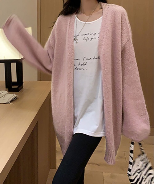 kirakiraShop(キラキラショップ)の「ノーボタン ニット カーディガン(カーディガン/ボレロ・レディース・チャコールグレー/アイボリー/ピンク/ベージュ・FREE)」の19枚目の写真