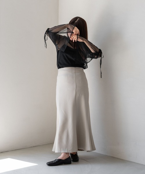 セール】袖リボンシアートップス（シャツ/ブラウス）｜raffime