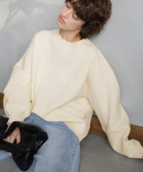 セール】編み地切替デザインニット（ニット/セーター）｜select MOCA