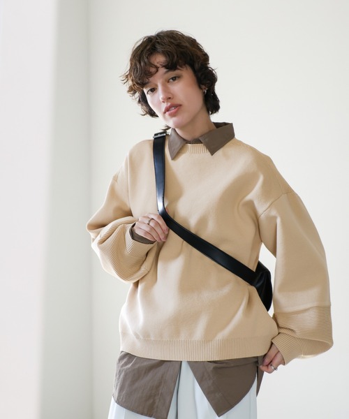 セール】編み地切替デザインニット（ニット/セーター）｜select MOCA