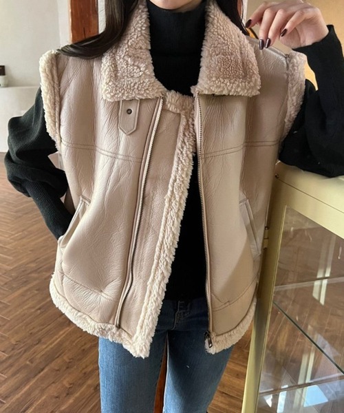 セール】ムートンコーティング B-3 ボアベスト（ベスト