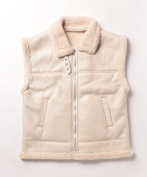 ✦極美品✦ Burn Breeze 高級ムートン ベスト アンティーク レザー CINQUANTA × BEAMS F / 別注 ムートン リバーシブル ベスト