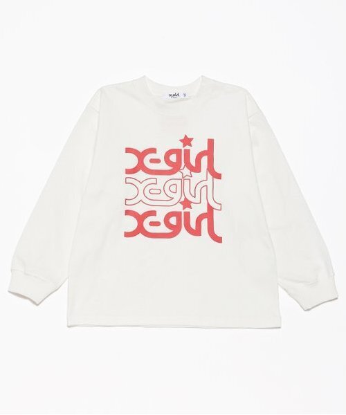 X-girl Stages（エックスガールステージス）の「ミルズロゴ長袖Tシャツ（Tシャツ/カットソー・キッズ・ブラック/トップグレー/ホワイト/ラベンダー・80ｃｍ/90cm/110cm/120cm/130cm/140cm/100cm）」の2枚目の写真