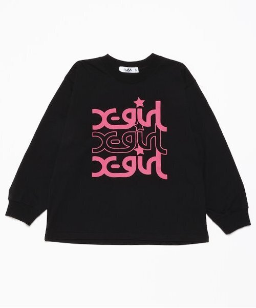 X-girl Stages（エックスガールステージス）の「ミルズロゴ長袖Tシャツ（Tシャツ/カットソー・キッズ・ブラック/トップグレー/ホワイト/ラベンダー・80ｃｍ/90cm/110cm/120cm/130cm/140cm/100cm）」の3枚目の写真