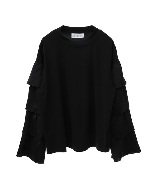 ESCAR(エスカー)の「■ESCAR フリルスリーブプルオーバー(Tシャツ/カットソー・レディース・チャコールグレー/ブラック・FREE)」の7枚目の写真