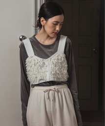 round neck sheer velvet like tops / ラウンドネックシアーベルベットライクトップス