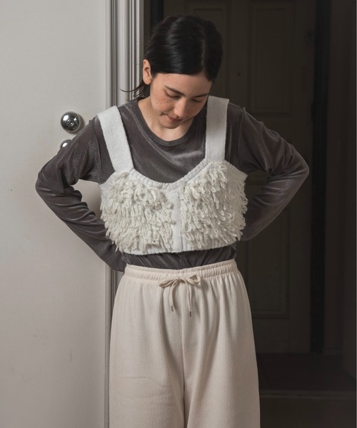 lawgy(ラウジー)の「round neck sheer velvet like tops / ラウンドネックシアーベルベットライクトップス(Tシャツ/カットソー・レディース・グレー/ホワイト/マスタード・FREE)」の11枚目の写真
