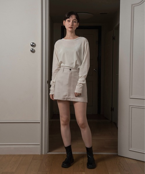 lawgy(ラウジー)の「round neck sheer velvet like tops / ラウンドネックシアーベルベットライクトップス(Tシャツ/カットソー・レディース・グレー/ホワイト/マスタード・FREE)」の9枚目の写真