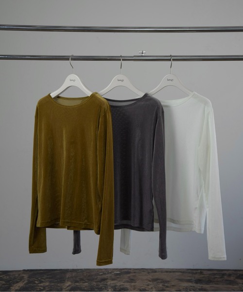 lawgy(ラウジー)の「round neck sheer velvet like tops / ラウンドネックシアーベルベットライクトップス(Tシャツ/カットソー・レディース・グレー/ホワイト/マスタード・FREE)」の13枚目の写真