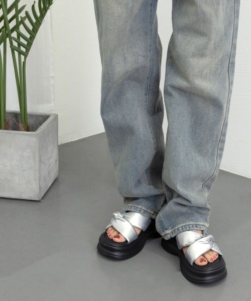 Miniministore（ミニミニストア）の「厚底サンダル クロスベルトサンダル韓国風（サンダル・レディース・シルバー・22.5cm/23.0cm/23.5cm/24.0cm/24.5cm/25.0cm）」の6枚目の写真