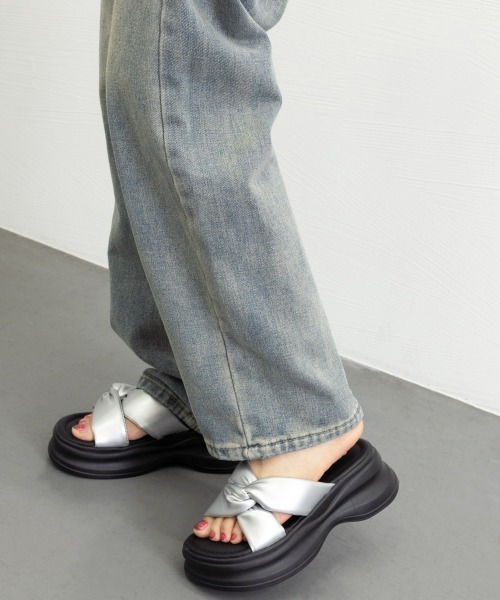 Miniministore（ミニミニストア）の「厚底サンダル クロスベルトサンダル韓国風（サンダル・レディース・シルバー・22.5cm/23.0cm/23.5cm/24.0cm/24.5cm/25.0cm）」の7枚目の写真