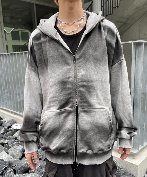 Never mind the XU / Chikashitsu+(ネバーマインド ザ エックスユー / チカシツプラス)の「【nmtc+】washing zip up hoodie / 【エヌエムティーシープラス】ウォッシングジップアップパーカー(パーカー・メンズ・ホワイト/グレー/ブラック・ONE SIZE)」の6枚目の写真