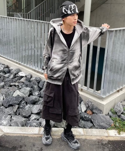 Never mind the XU / Chikashitsu+(ネバーマインド ザ エックスユー / チカシツプラス)の「【nmtc+】washing zip up hoodie / 【エヌエムティーシープラス】ウォッシングジップアップパーカー(パーカー・メンズ・ホワイト/グレー/ブラック・ONE SIZE)」の15枚目の写真