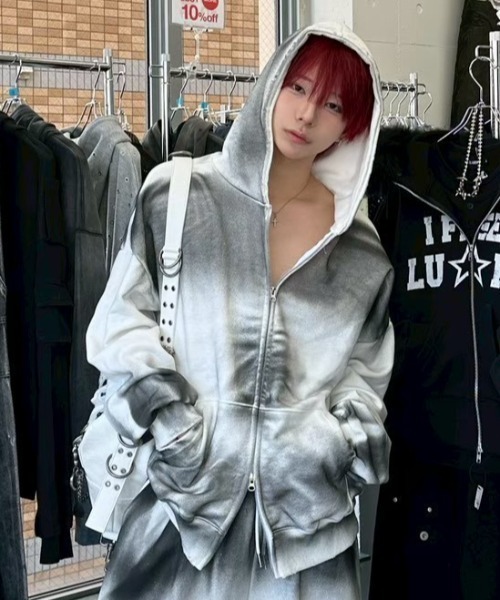 Never mind the XU / Chikashitsu+(ネバーマインド ザ エックスユー / チカシツプラス)の「【nmtc+】washing zip up hoodie / 【エヌエムティーシープラス】ウォッシングジップアップパーカー(パーカー・メンズ・ホワイト/グレー/ブラック・ONE SIZE)」の16枚目の写真
