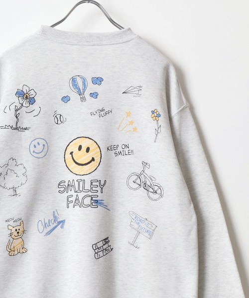 セール】2024AW SMILEY FACE/スマイリーフェイス 裏起毛 ワンポイント 