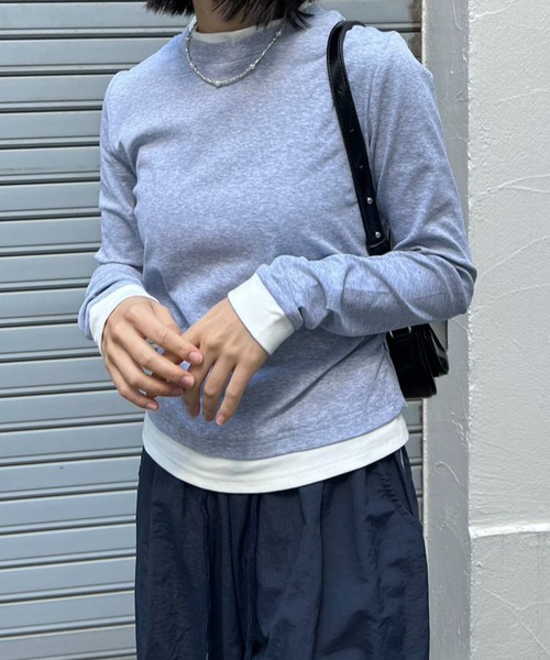 mebole(メボレ)の「フェイクレイヤードギャザーカットソー(Tシャツ/カットソー・レディース・ブラック/グレー・FREE)」の19枚目の写真