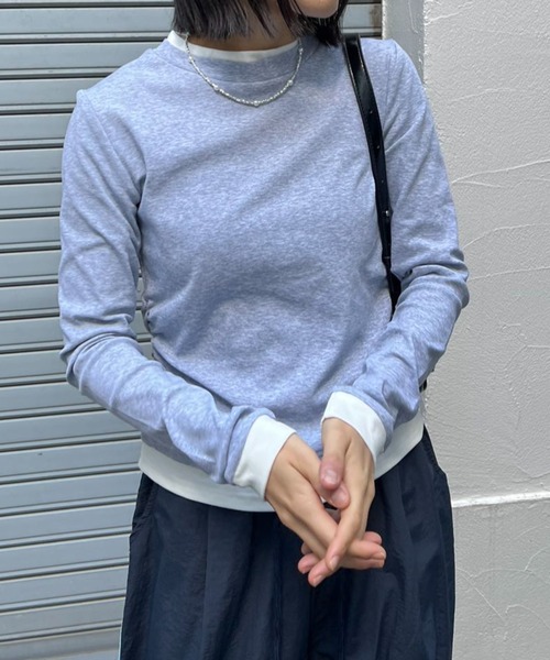 mebole(メボレ)の「フェイクレイヤードギャザーカットソー(Tシャツ/カットソー・レディース・ブラック/グレー・FREE)」の22枚目の写真