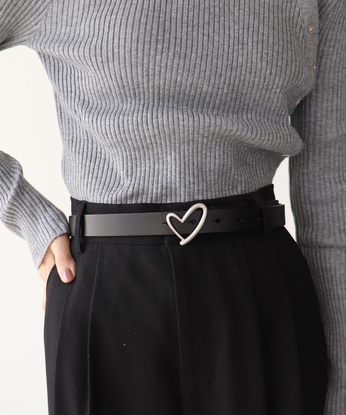 Three Four Time(スリーフォータイム)の「ハートバックルレザーベルト(ベルト・レディース・ブラック/ブラウン/ベージュ・FREE)」の8枚目の写真