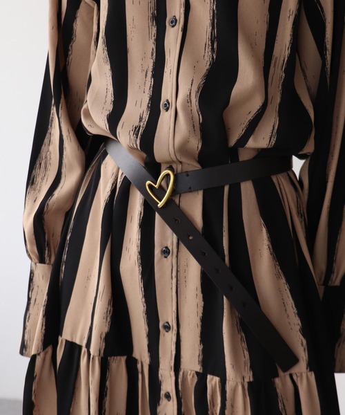 Three Four Time(スリーフォータイム)の「ハートバックルレザーベルト(ベルト・レディース・ブラック/ブラウン/ベージュ・FREE)」の9枚目の写真