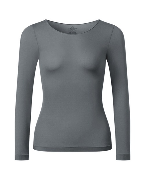 Lace Ladies（レースレディース）の「ソリッドカラー ラウンドネック 長袖 スリム インナー（インナーウェア/肌着・レディース・グレー/ピンク/モカ/ブラック/ベージュ・L/XL）」の2枚目の写真