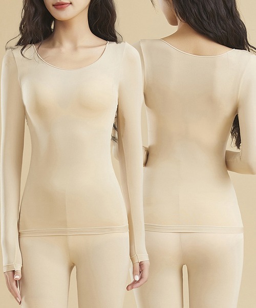 Lace Ladies（レースレディース）の「ソリッドカラー ラウンドネック 長袖 スリム インナー（インナーウェア/肌着・レディース・グレー/ピンク/モカ/ブラック/ベージュ・L/XL）」の18枚目の写真