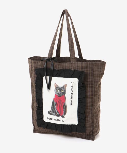 MAJESTIC LEGON（マジェスティックレゴン）の「おめかしネコチャントートバッグ（トートバッグ・レディース・ブラック系その他/ホワイト系その他2・FREE）」の8枚目の写真