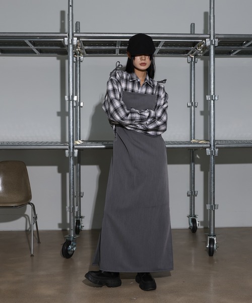 FOLLOWIN（フォロウィン）の「[UNISEX][一枚でもorレイヤード][カップルコーデもおすすめ]ベーシックオーバーフィットチェックシャツ（シャツ/ブラウス・レディース・ブラウン/ブラック・FREE）」の11枚目の写真