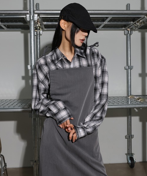FOLLOWIN（フォロウィン）の「[UNISEX][一枚でもorレイヤード][カップルコーデもおすすめ]ベーシックオーバーフィットチェックシャツ（シャツ/ブラウス・レディース・ブラウン/ブラック・FREE）」の13枚目の写真