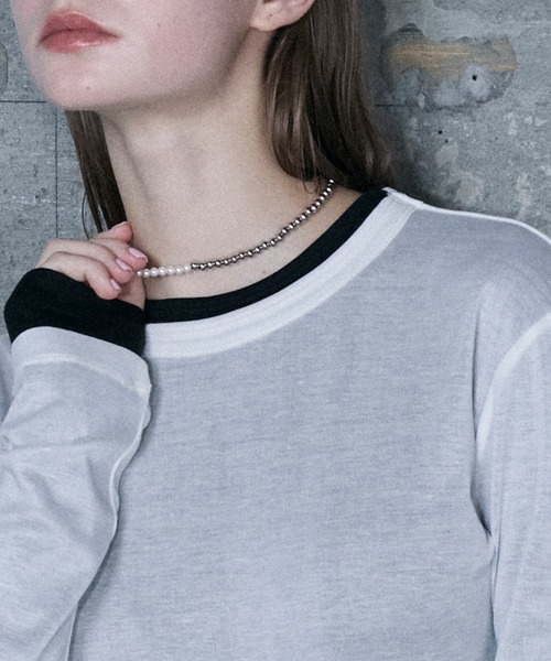 セール】Bicolor pearl choker necklace / バイカラーパ―ル